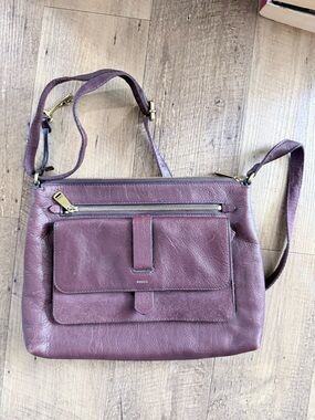 Fossil Leather Crossbody Bag - Plum/Burgundy